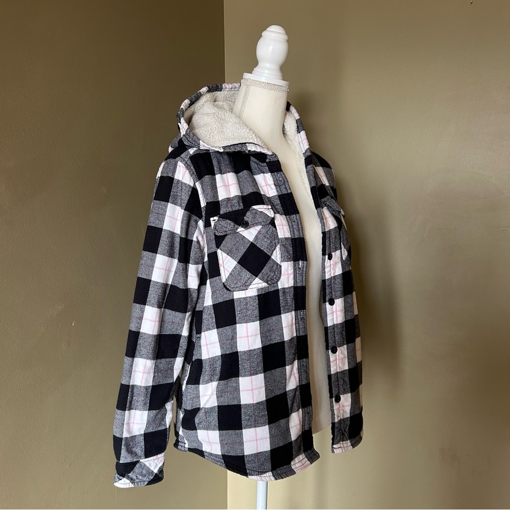 BOSTON TRADERS Sherpa lined, Hooded Flannel Jacket, Women’s Small